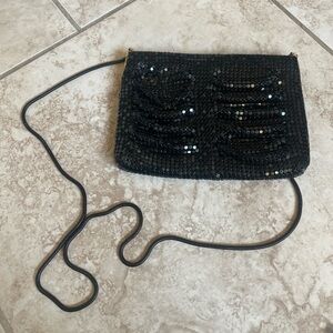 Vintage La Regale black mesh purse with crossbody strap
